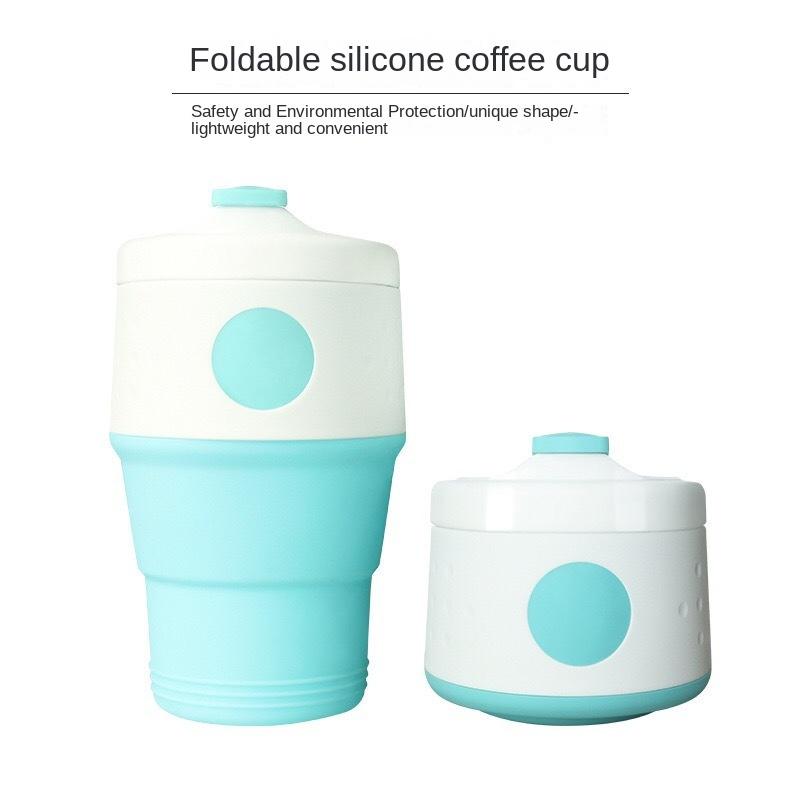 Neu Klapp Silikon Kaffee Tasse Outdoor Reise Nicht-Slip Band Deckel Tragbare Verstellbare Tasse