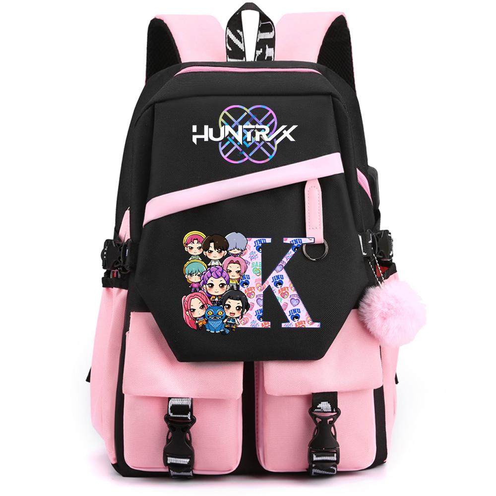 26 English Letter K-pop Demon Hunters Printed Large Capacity Backpack for Teenger Student Girl Boy Schoolbag Bookbag Women Waterproof Travel Bag