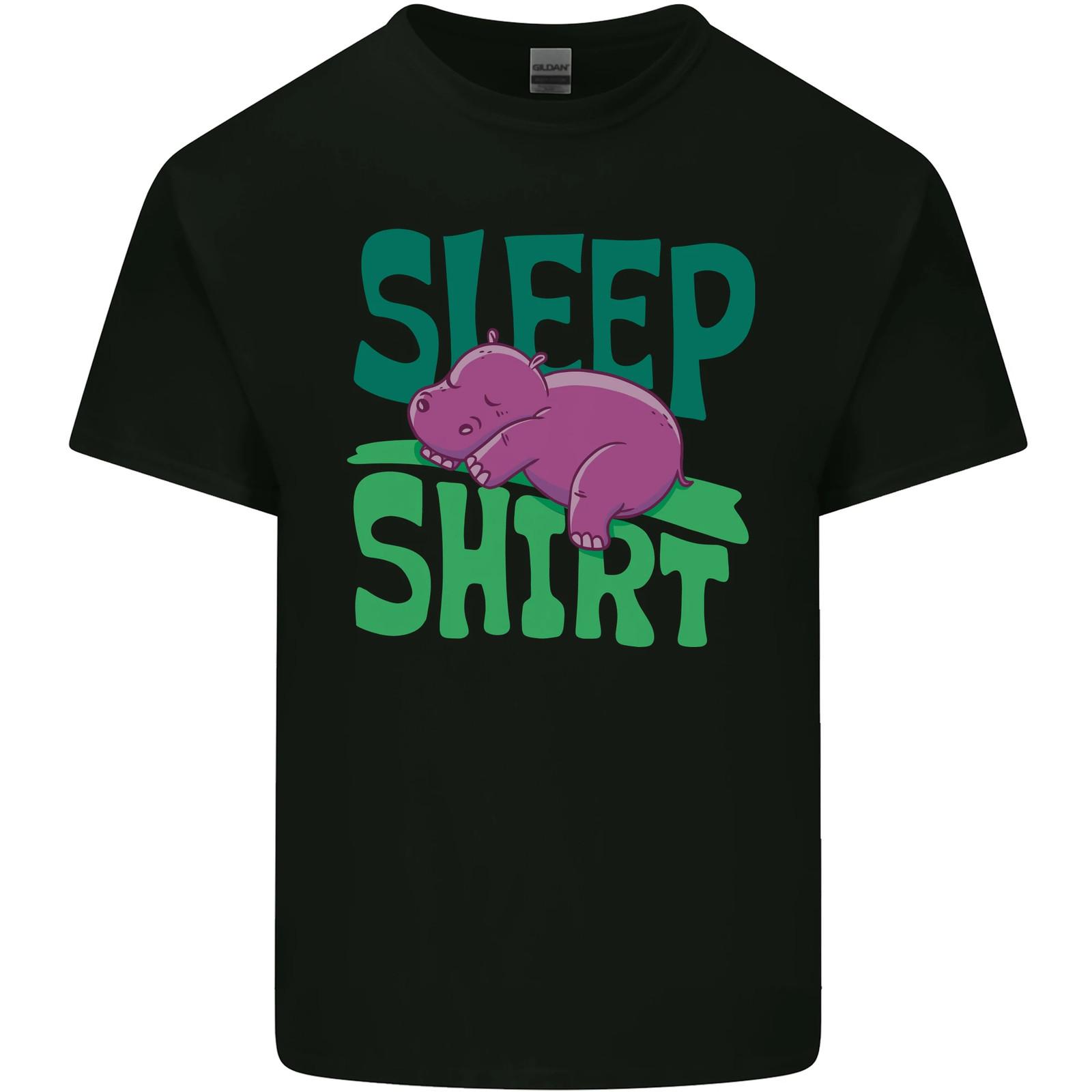 Hippo Sleep Shirt Sleeping Pyjamas Mens Cotton T-Shirt Tee Top S