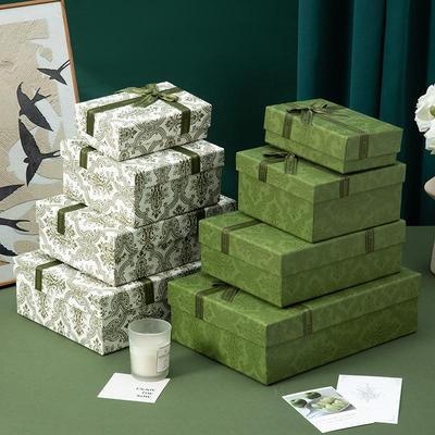 Luxury Green Retro Large Gift Box with Two-Piece Lid