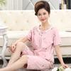 Women's Summer Clothing Sets Middle-aged and Elderly Loose Short-sleeved Blouse + Seven-piece Pants Home Two-piece Set
