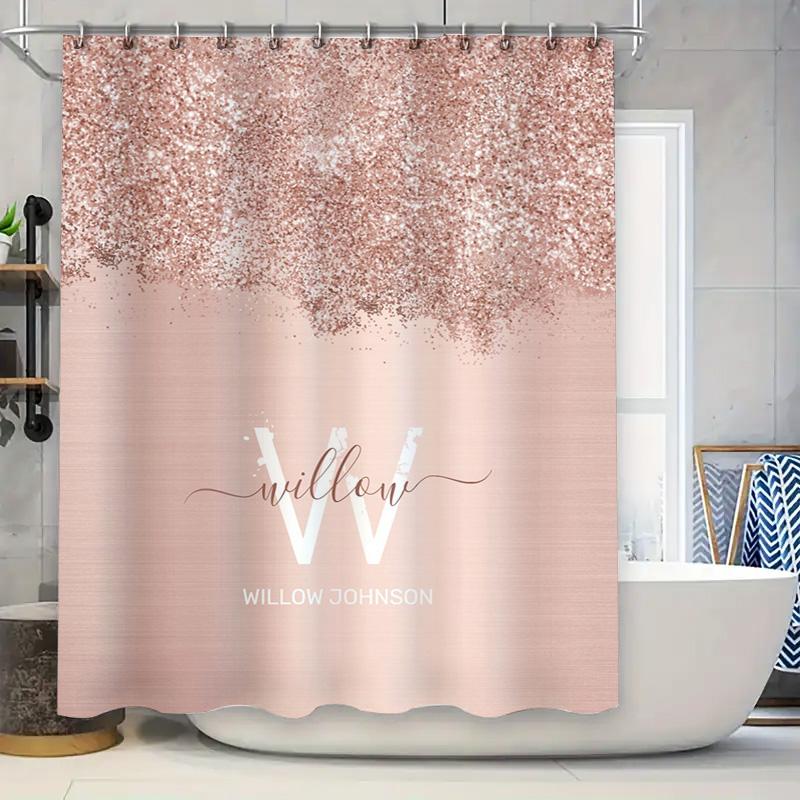 Custom Personalized Shower Curtain with Glitter Design for Bath Decor Modern Bathroom Accessories for Her Gift Idea