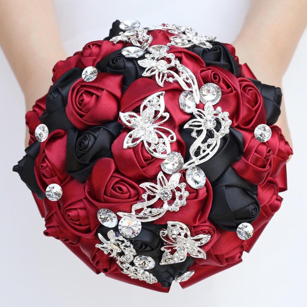 Wifelai Butterfly Drill Ribbon Bridal Bouquet W2216