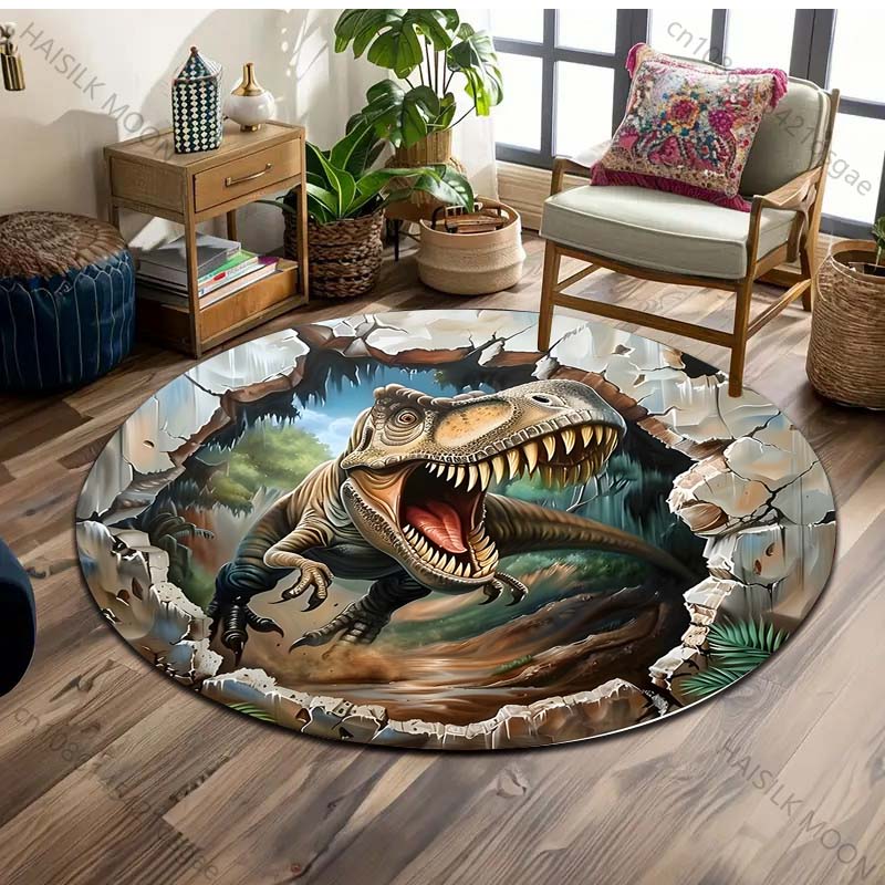 1PC Cute Capybaras Cartoon Print Round Carpet Floor Mat Suitable for Children's Bedroom Decor Living Room Round Rugs for Gifts