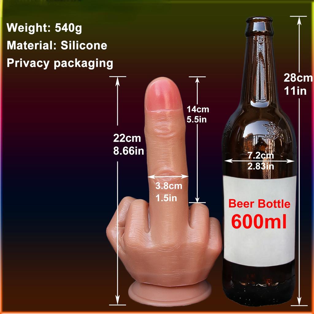 Huge Spoof Middle Finger Gift Thick Dildo Gay Soft Silicone Big Suction Cup Artificial Penis Anal Plug Sex Toy for Women