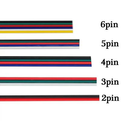 22AWG Multi-Core LED Strip Extension Line, 2P-6P, for Parallel Electronic Connections
