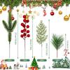 Red Berries Christmas Artificial Pine Branches Greenery Leaves Plastic Faux Pine Accessories DIY Fake Cedar Pine