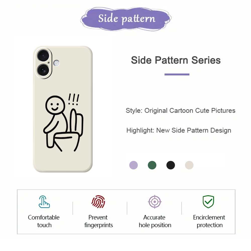 For iPhone 17 Case Stickman Toilet Pattern Printing Straight Edge TPU Phone Back Cover