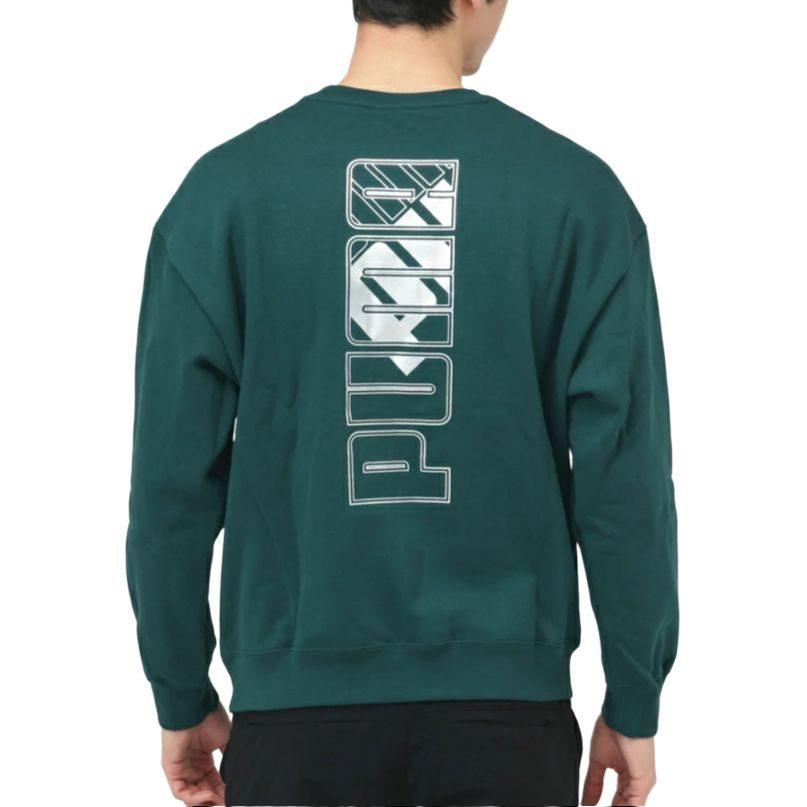 PUMA Sweatshirts Men's Green Crew Neck Moderate 634675-75