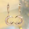 White Zircon Stone Moon Star Hoop Earrings Luxury Female Gold Color Wedding  For Women