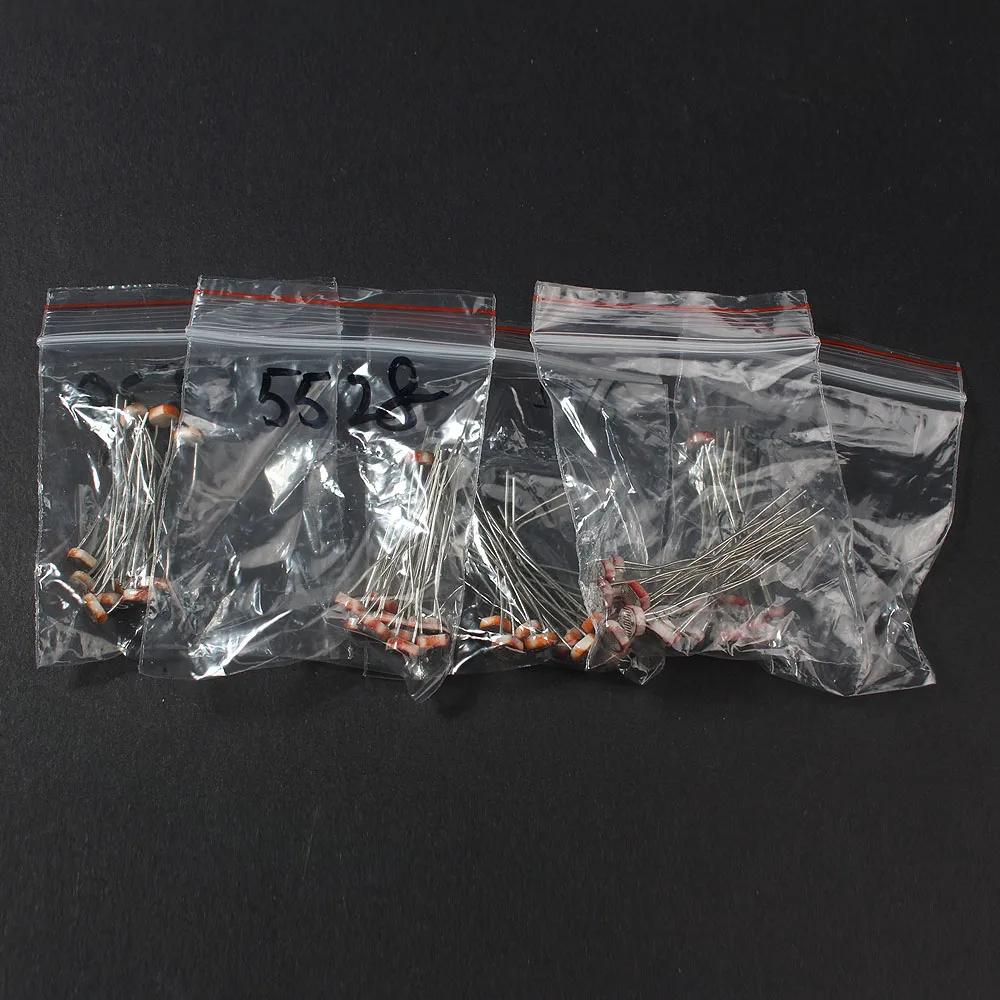 50PCS Photoresistor Resistor Kit GL5506 GL5516 GL5528 GL5537 GL5539 Electronic Component Light-dependent Resistors LDRs