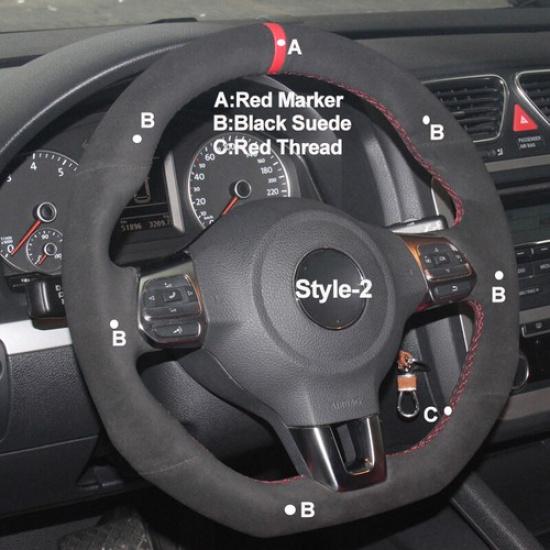 Hand Sewing Steering Wheel Cover For Volkswagen Golf 6 GTI MK6 Polo GTI Passat