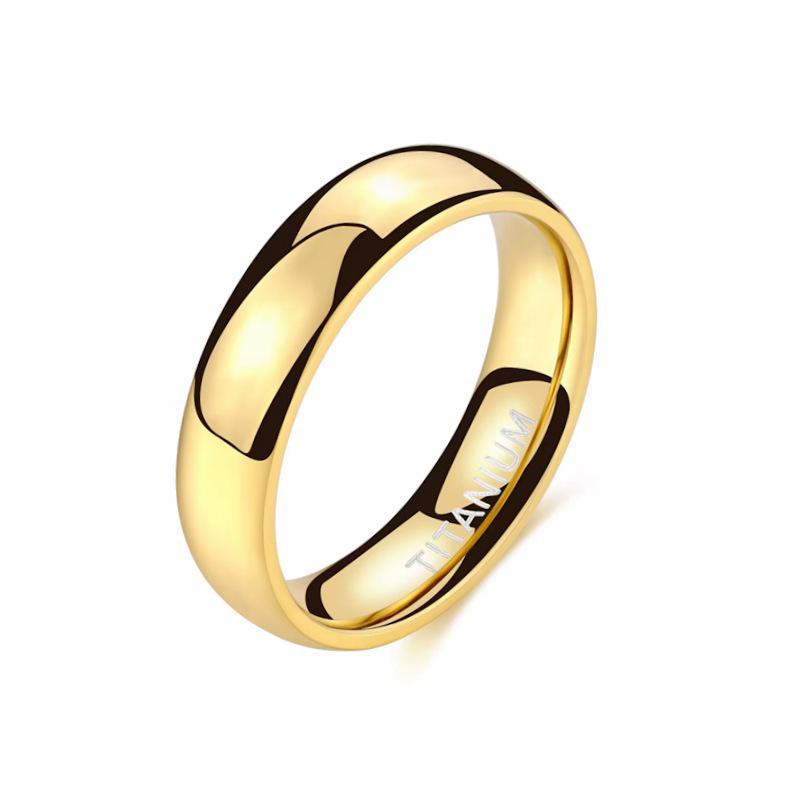 Elegant 18K Gold Titanium Steel Ring for Women - High-End Couple Band Jewelry Size 11