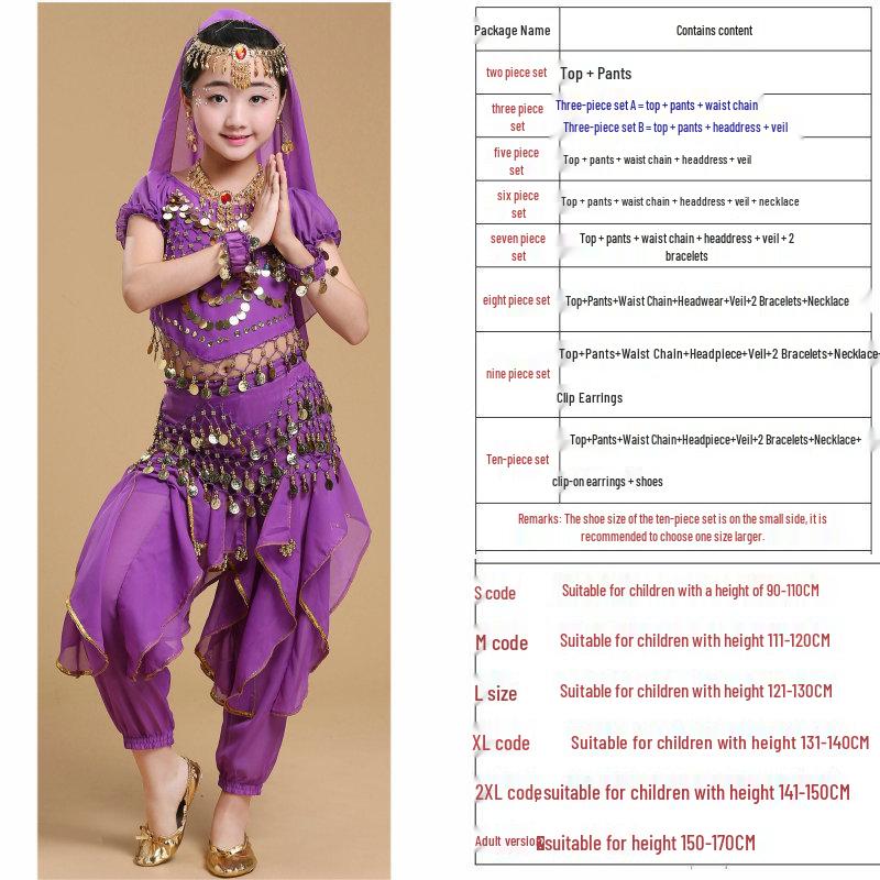 Ethnische Tanzkostüme für Kinder: Xinjiang, Bauchtanz, Indisches Performance-Outfit für Mädchen