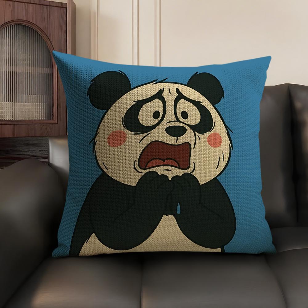 Kids Cartoon Cute Animal Cushion Cover Natural Linen Organic Fabric Double-Sided Printing Sofa Home Decor Gift Pillow Case