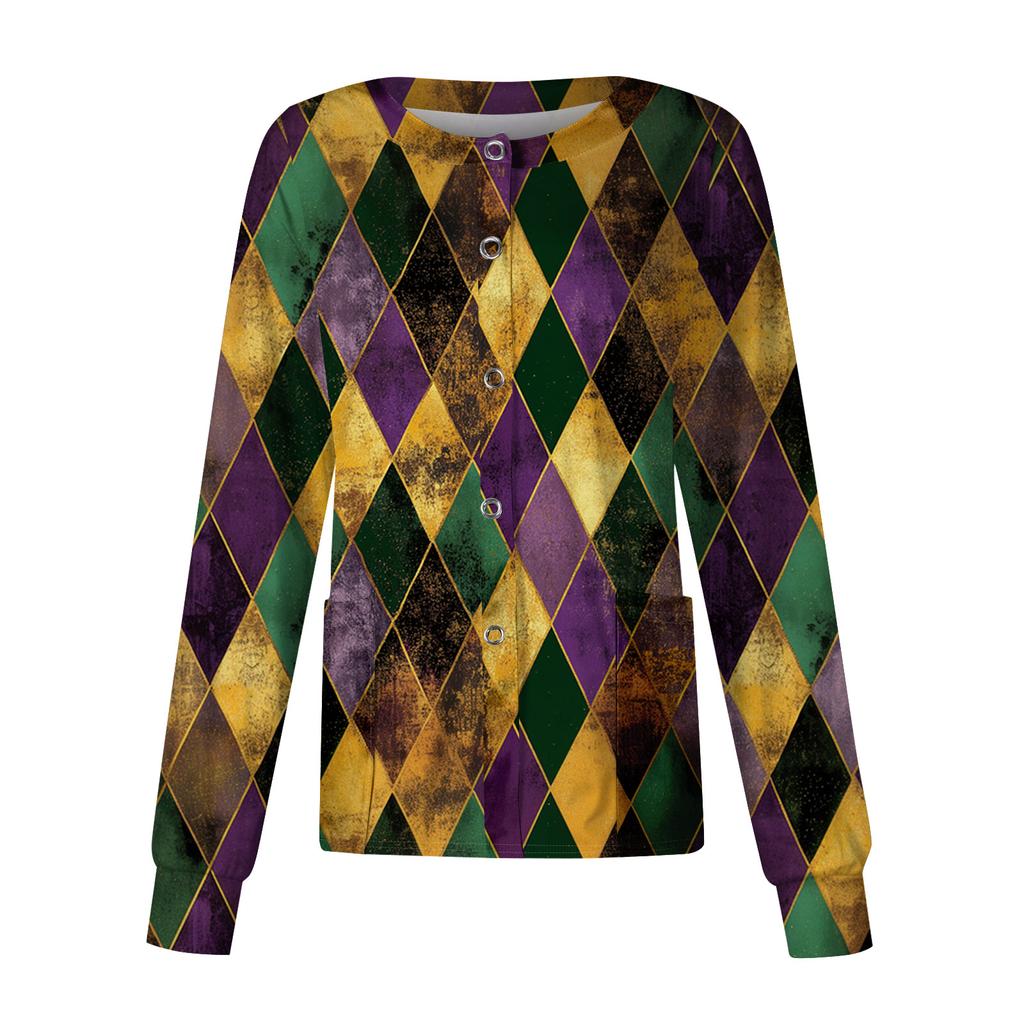 Women's Casual Long Sleeve Single Breasted Printed Dry- Top