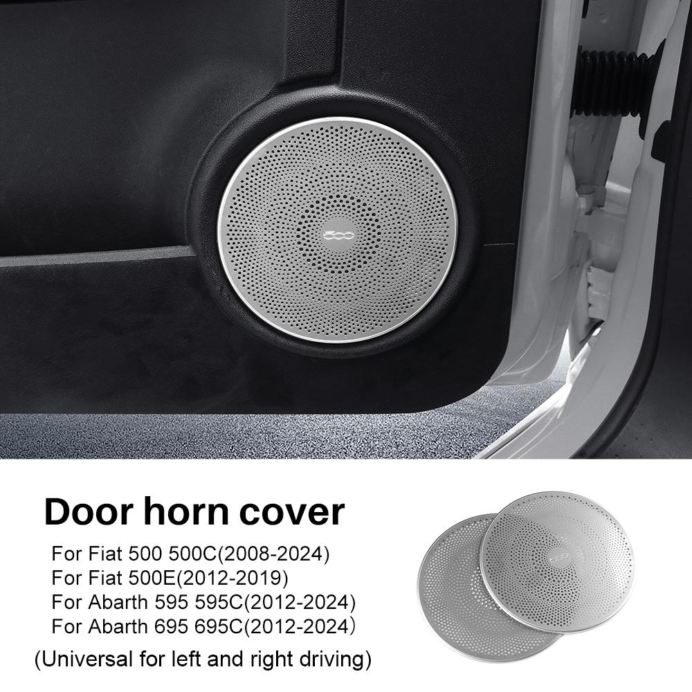 

For Abarth 595 595C 695 695C 2012-2025 Fiat 500 500C 2008-2025 500E 2012-2019 Car Stainless Steel Door Horn Audio Speaker Trim