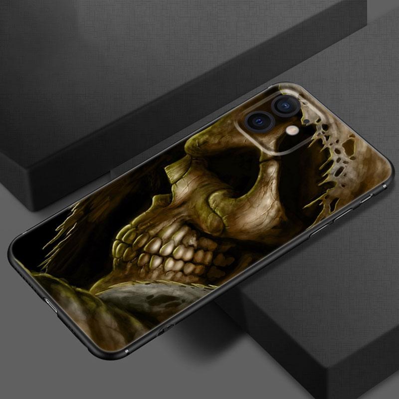 Satanic Scary Skull Phone Case For Apple iPhone 13 12 Mini 11 Pro XS Max X XR 8 7 6S 6 Plus SE 2020 5S 5 Soft TPU Black Cover