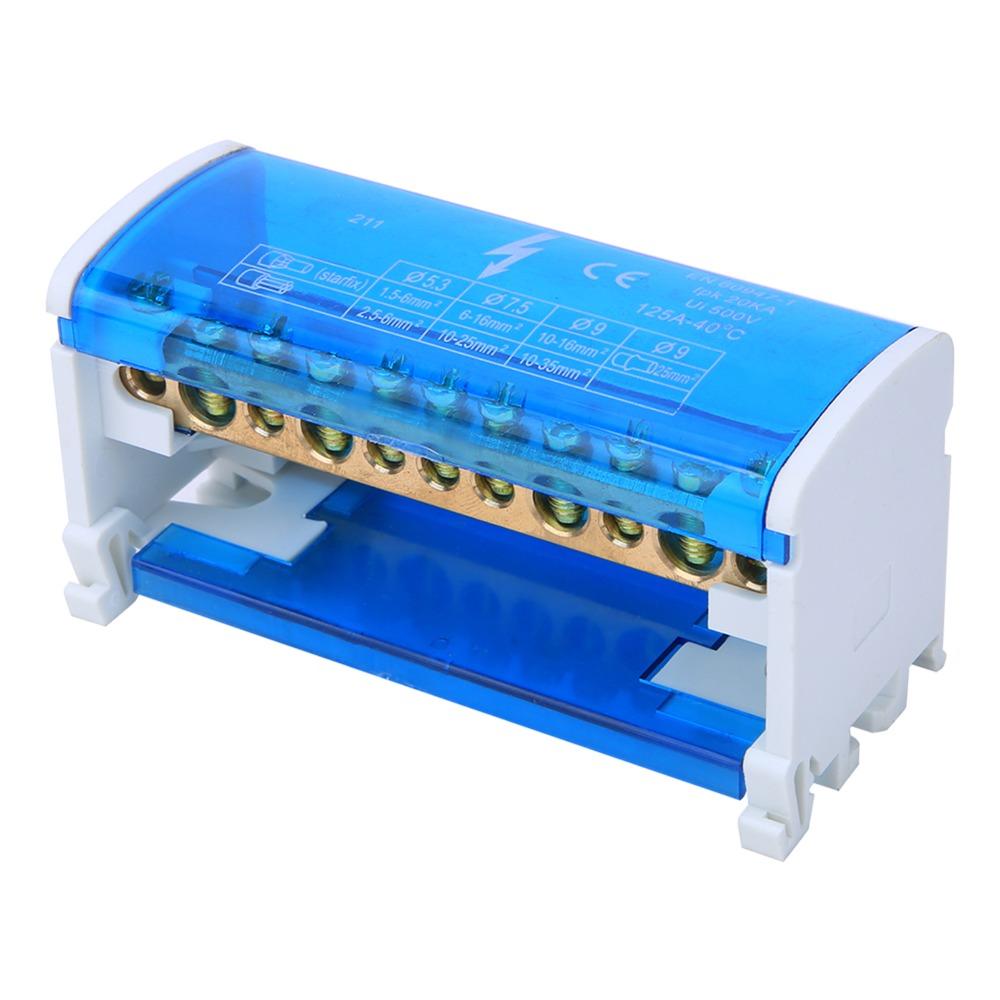 211 Terminal Distribution Box Single Phase 2-Level Design Din Rail Terminal Block Distribution Box 125A with Dust Cover