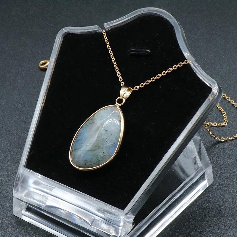 

Labradorite Pendant: Irregular Grey Moonstone with Blue Sparkle Necklace