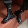 Fall /Winter Shoes Women Leather Ankle Boots Women Round Toe Thick Heel Women Shoes Solid Chelsea Boots Casual Women Boots