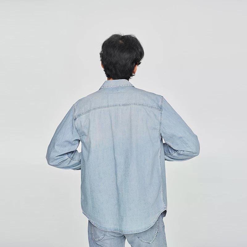 25 Mall Style New Comfortable Version Lapel 101 Casual Retro Long Sleeve Denim Shirt Men Shirts Light-Blue LMT0100515FQ00FA09311