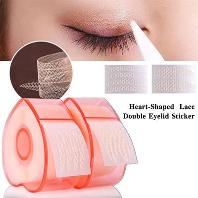 Heart-Shaped Water Sticky Lace Double Eyelid Sticker Invisible Tapes Make Eyelid Eyeliner Sticker Mesh for Women Beauty Tool
