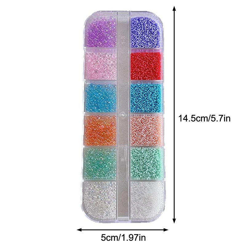 

[ZYAS]12 Grids 3D Nail Art Charms Mix Round Colorful Pearls Beads Jewelry Manicure Craft Rhinestones Accessories For Decoration
