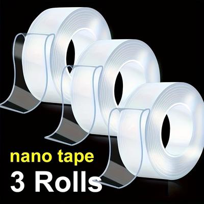 Silikon Hochleistungs-Nano-Doppelseitiges Klebeband, Wiederverwendbar, Rückstandsfrei & Waschbar, Starke Klebestreifen für Zuhause, Büro & Auto