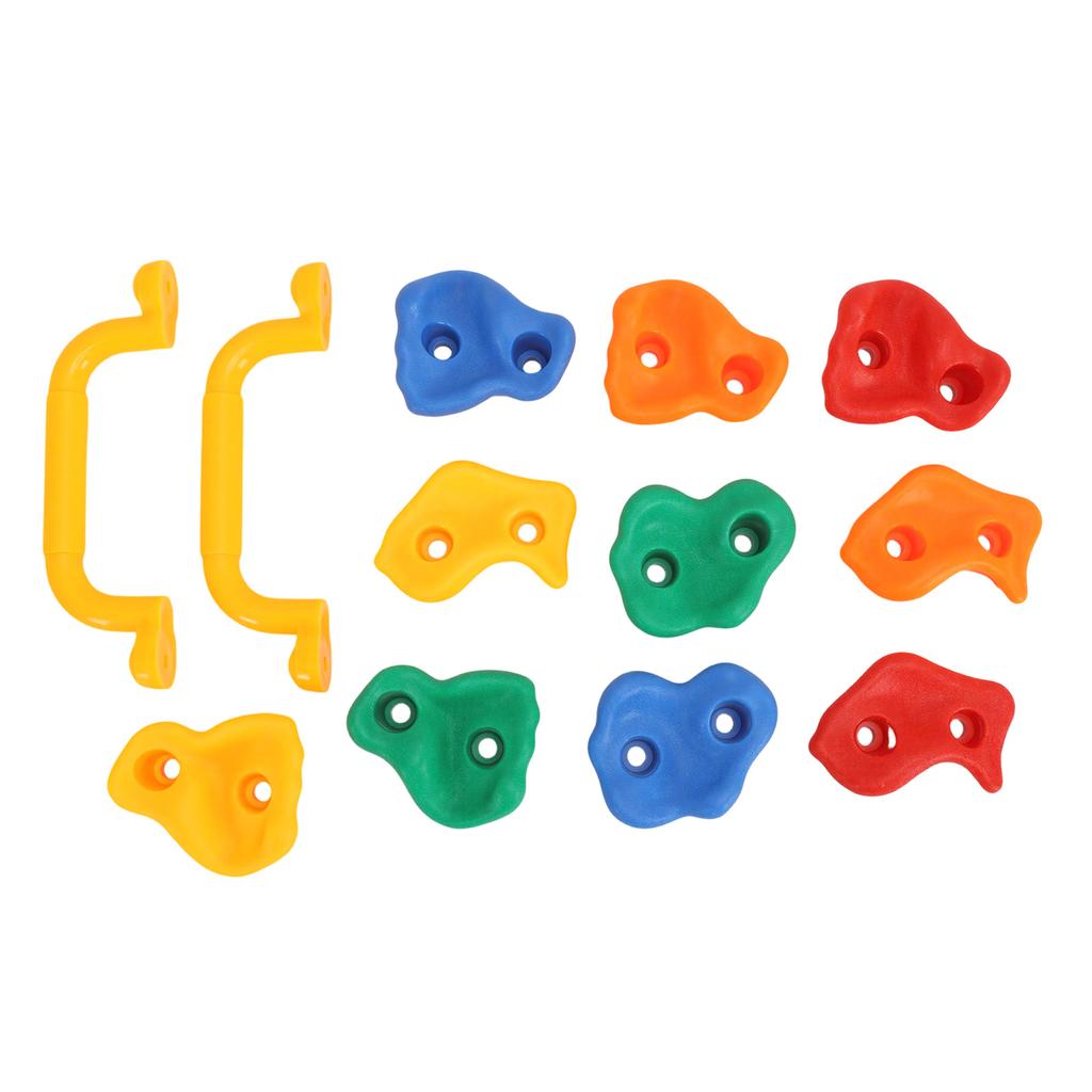 Rock Climbing Holds with Handles Mounting Hardware Multi Colored Rock Wall Climbing Kit for Indoor Outdoor