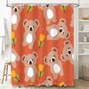 Cozy Cartoon Animal Print Shower Curtain for Bathroom Decor Orange Teddy Bears Tulips Design