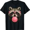 Cool Raccoon Face Eating Gum and Makes A Bubble Cute Raccoon T-Shirt