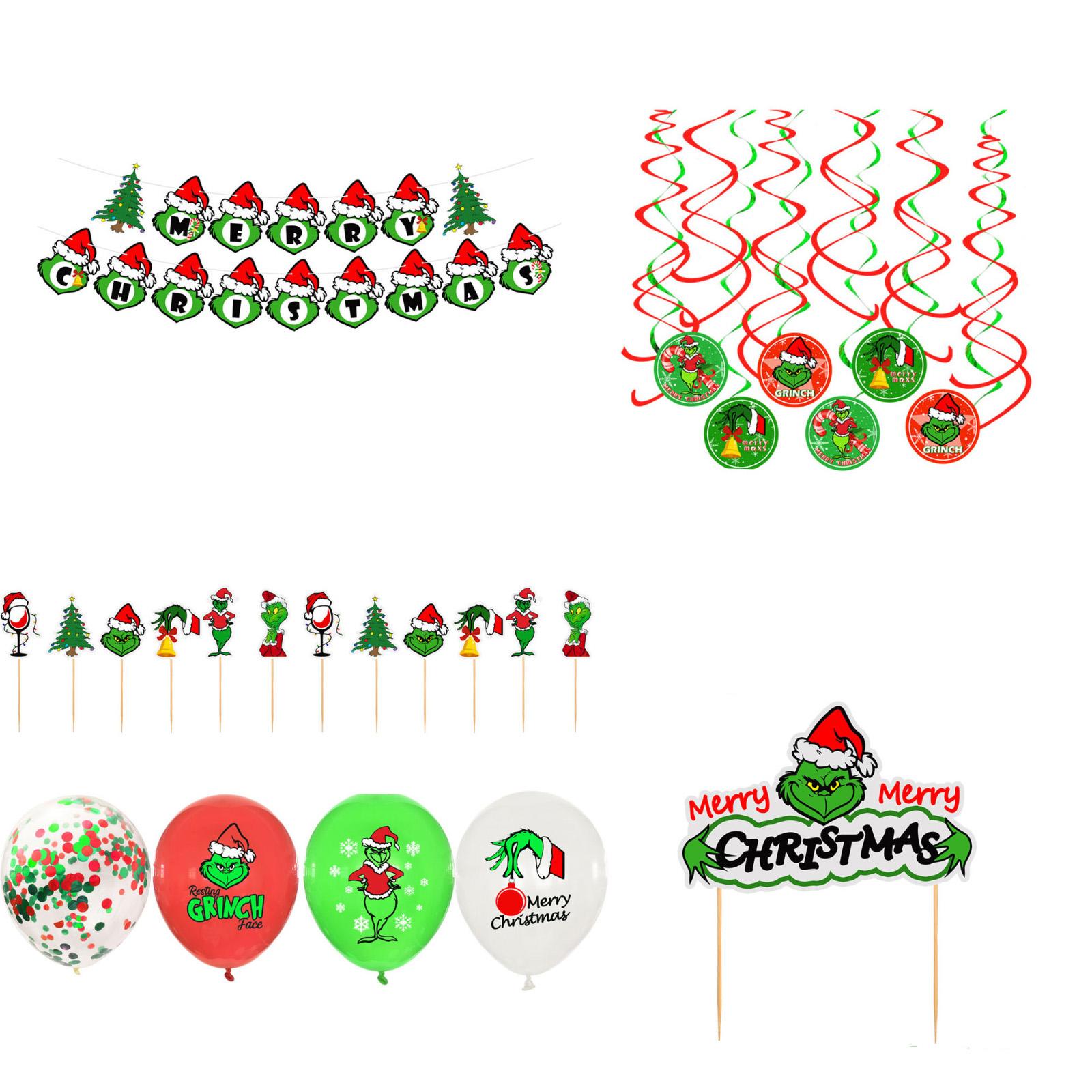 

Christmas Balloons Garland Arch Kit Red Green Latex Balloons Banners Cake Topper For Xmas Birthday Party Decorations One Size
