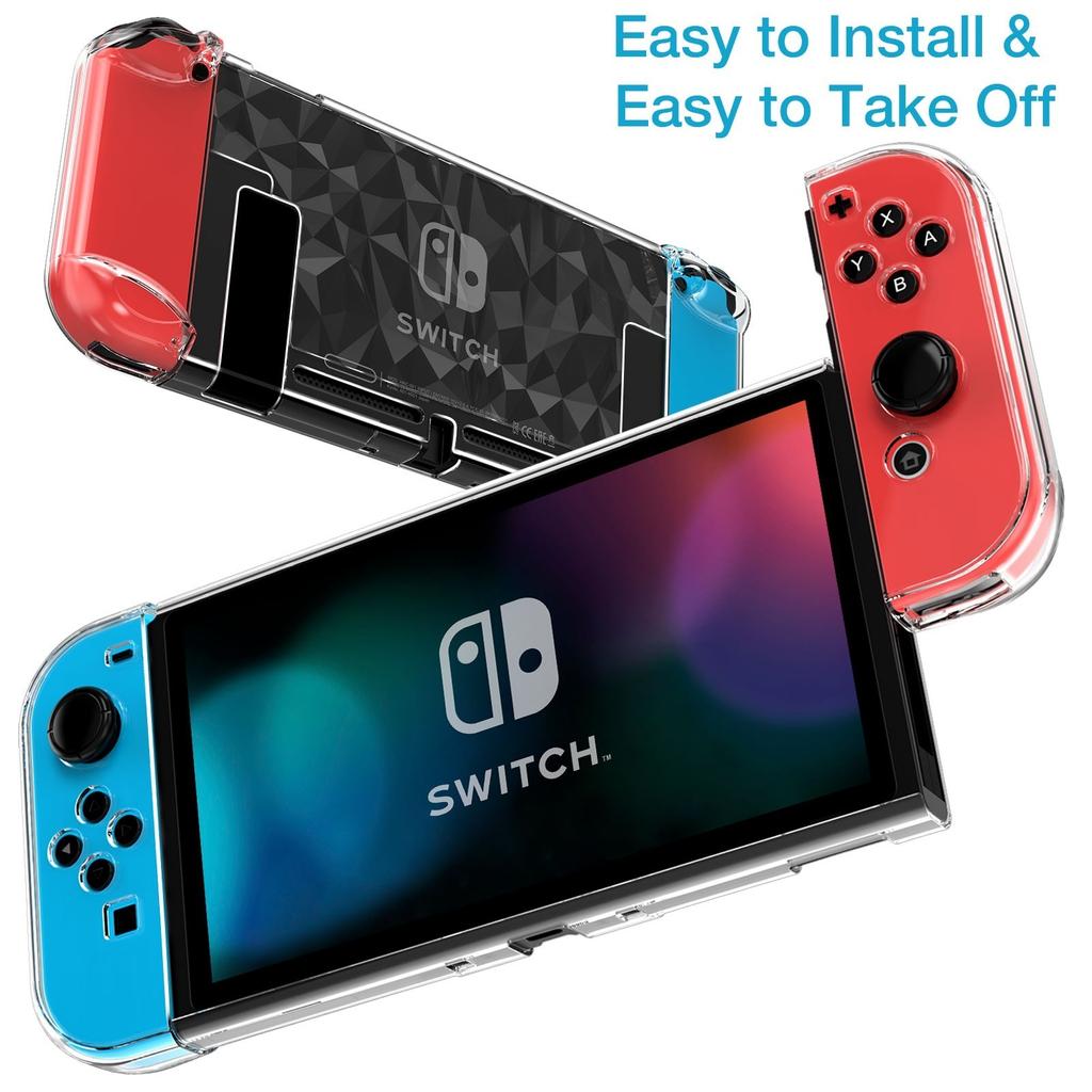 1 carcasă de protecție cu model diamant pentru Nintendo Switch, potrivită pentru Nintendo Switch, echipată cu taste și protectoare de ecran