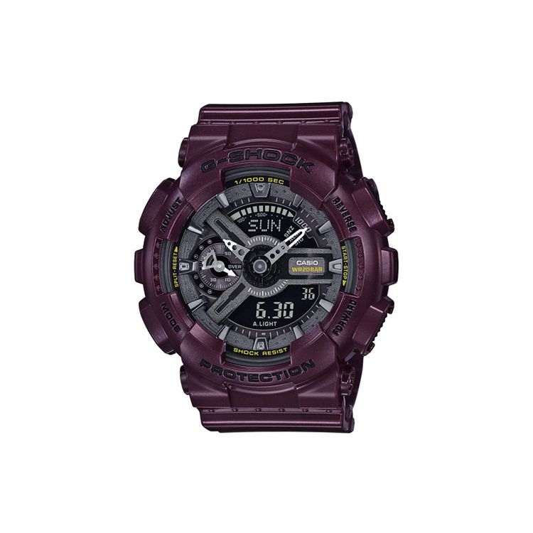 Casio G-Shock Youth Series Multifunctional Shockproof Magnetic Waterproof Quartz Watch Men watches Metallic Black GMA-S110MC-6A Dark Purple Strap