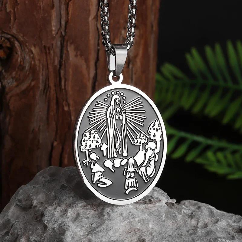 Exquisite Zircon Catholic Virgin Mary of Guadalupe Medal Necklace Women's Fashion Good Luck Amulet Jewelry