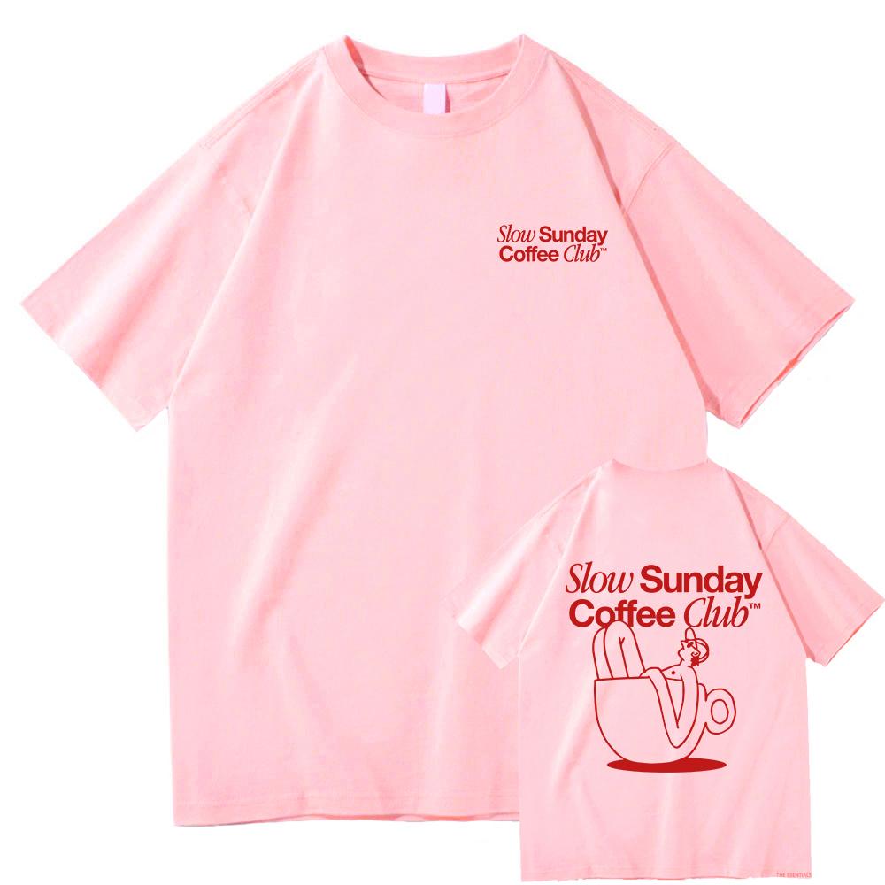 Slow Sunday Coffee Club T Shirt Men/women Harajuku Vintage Graphic Tshirt Classic Unisex High Quality Retro Cotton Tee Shirts