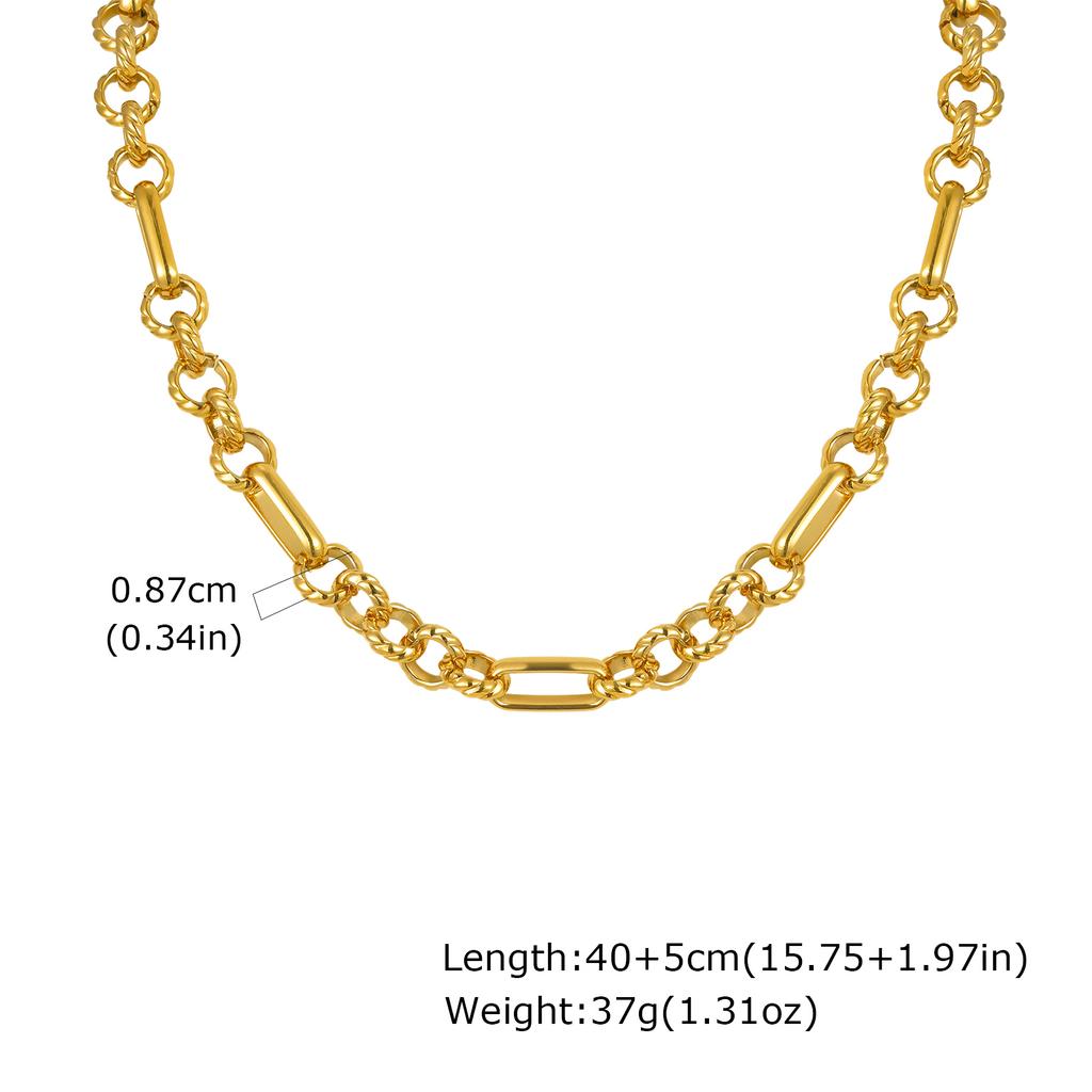 Stainless Steel Twist Texture Chunky Chain Necklace Bracelet for Women Waterproof Fashion 18K Gold Plated Luxury Jewelry Gift
