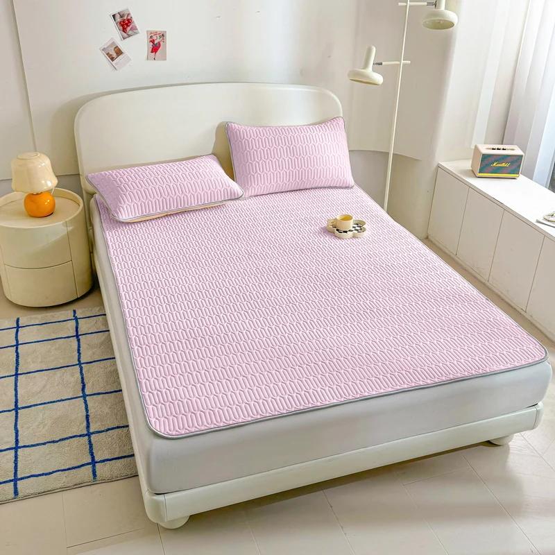 Latex Bed Sheets Bed Cover Washable Non-Slip Solid Covers Solid Color Mattress Topper Summer Bedspread For Bed Summer Dust Mat