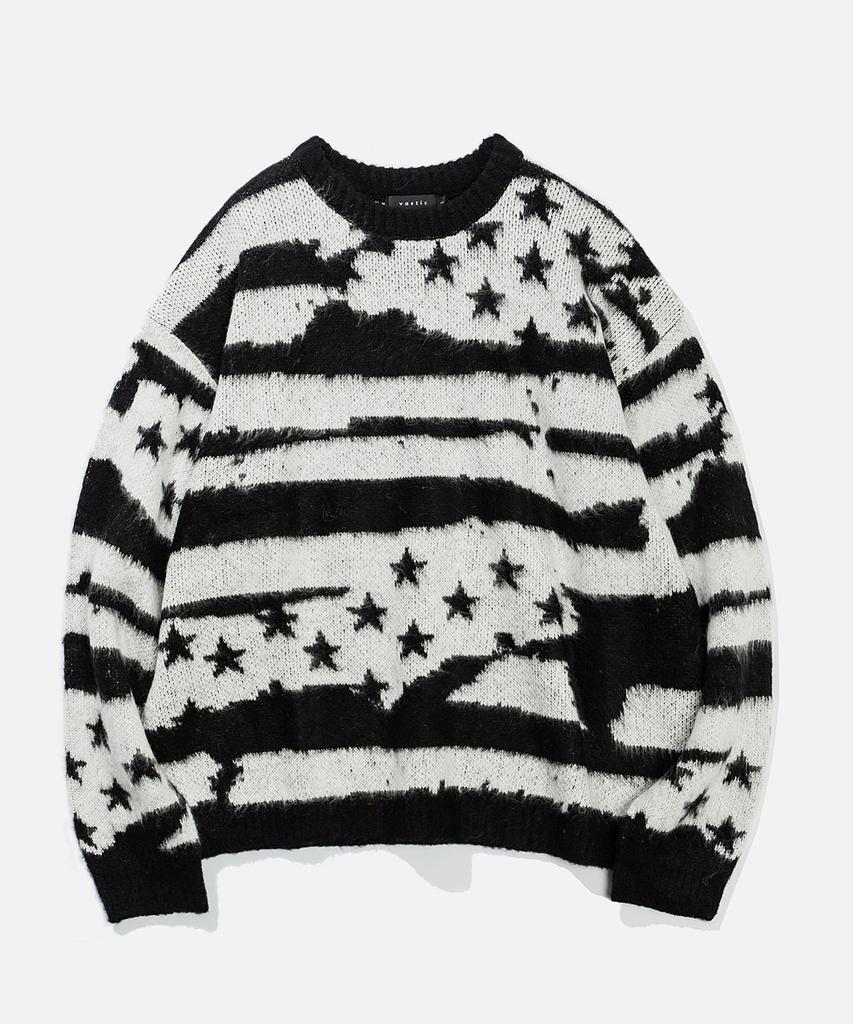 VASTIC Flag Brush Knit_Black/White