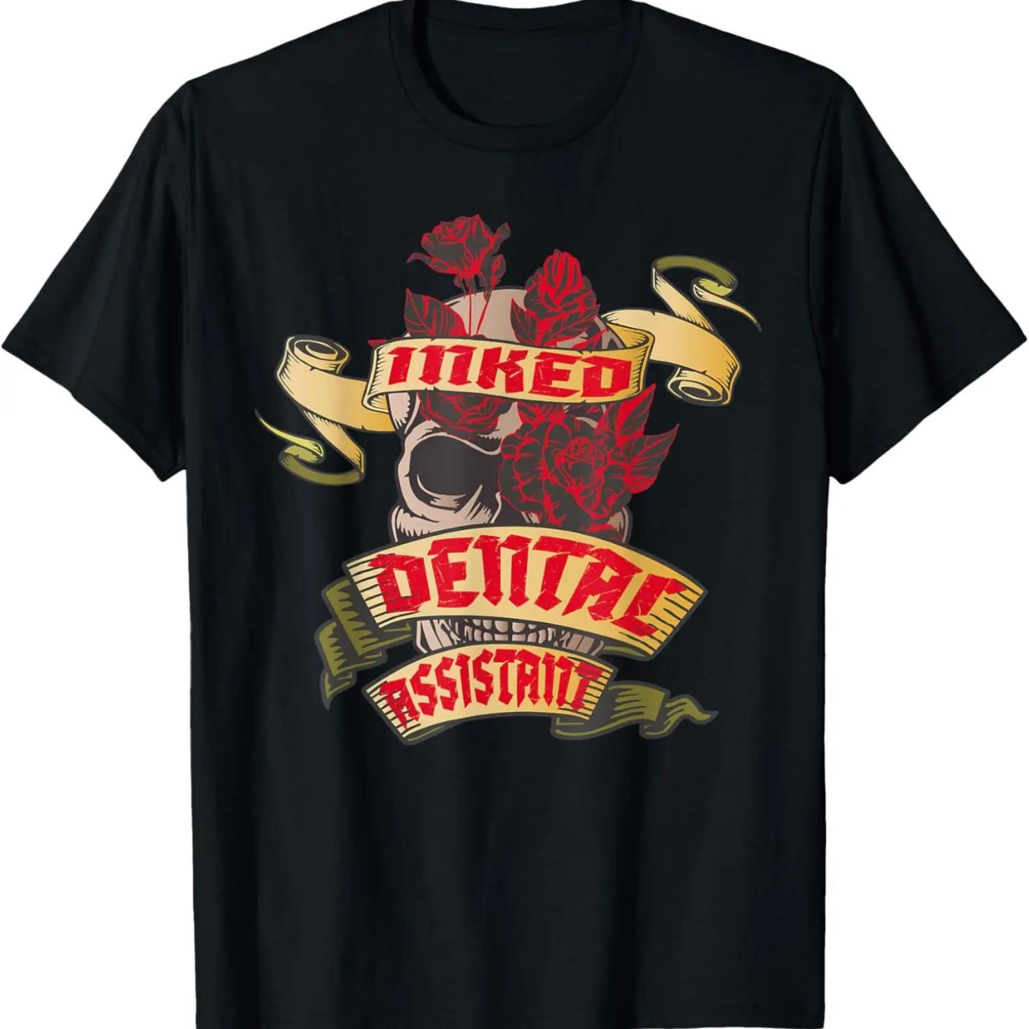 

Dental Assistant Inked Skull & Red Roses Tattoo T-Shirt XXXXXL чёрный