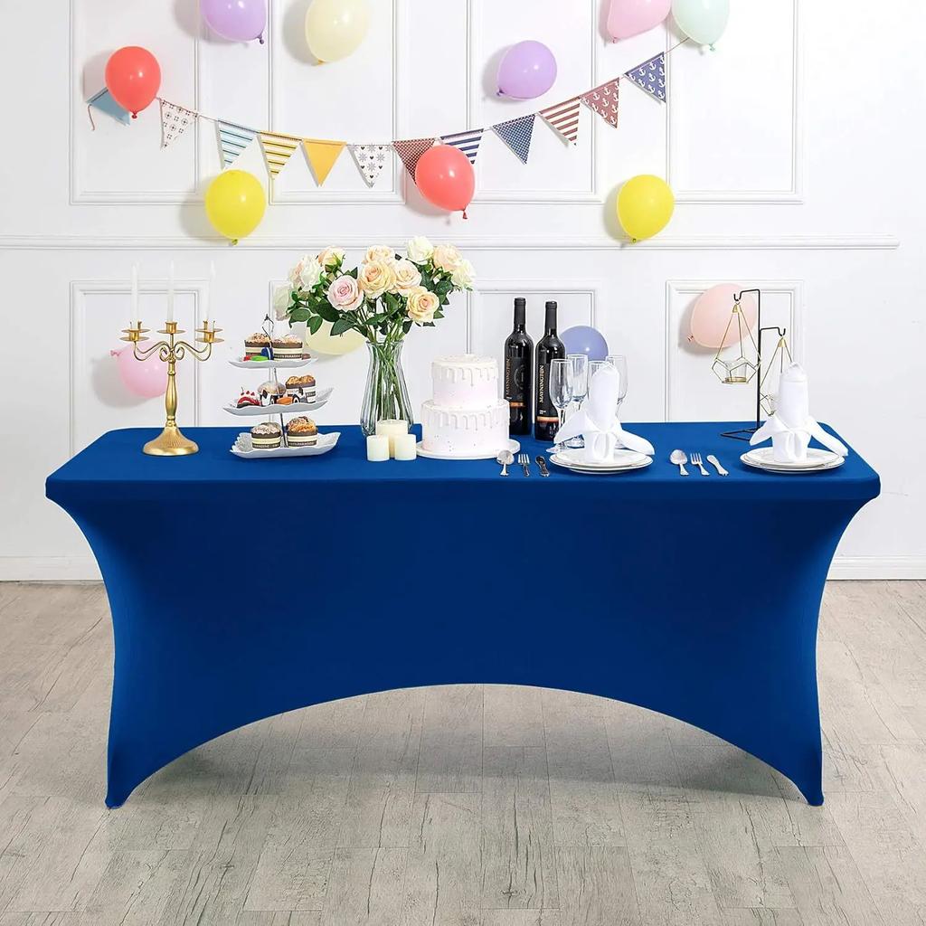 2 Pcs Spandex Table Cover for Standard Folding Tables Universal Rectangle Fitted Tablecloth Protector Wedding Banquet and Party