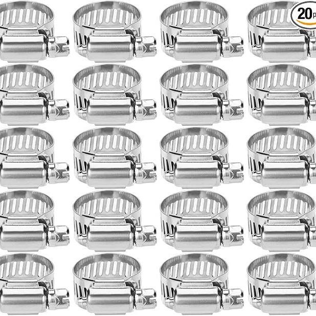 19-29mm Adjustable Stainless Steel Hose Clamp Set - 20pcs
