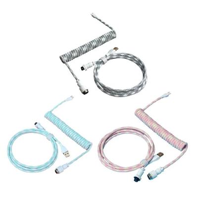 Coiled Keyboards Cable Aviation Cord TypeC To USB A for Mechanical Game Keyboards Charging Cord