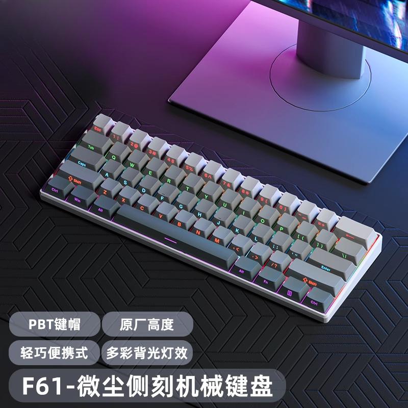 Portable wired backlit mechanical keyboard 61 keys compact gaming office peripheral tea or red switch option smooth typing