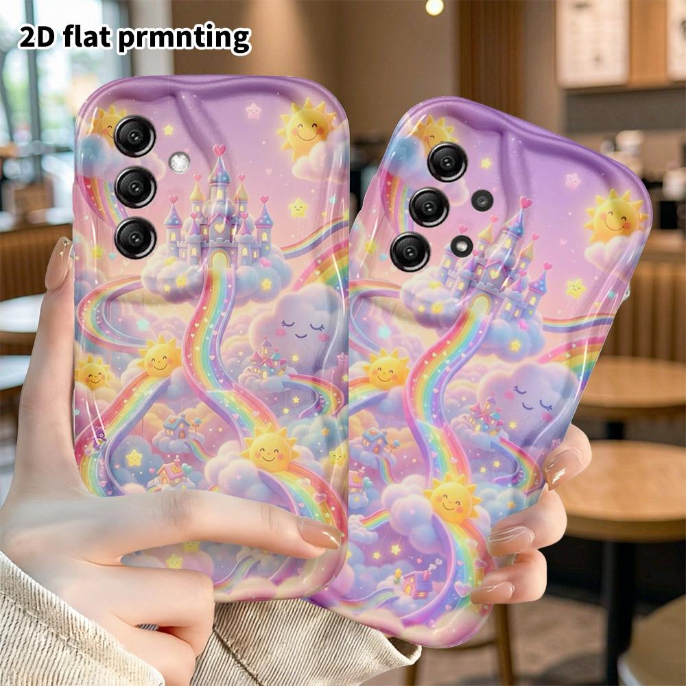 Phone case: 2D flat, suitable for Samsung Galaxy A34 A35 M05 M06 S20 S22 S21 FE Plus 5G protective case, Rainbow Castle, perfect Christmas and Hallowe