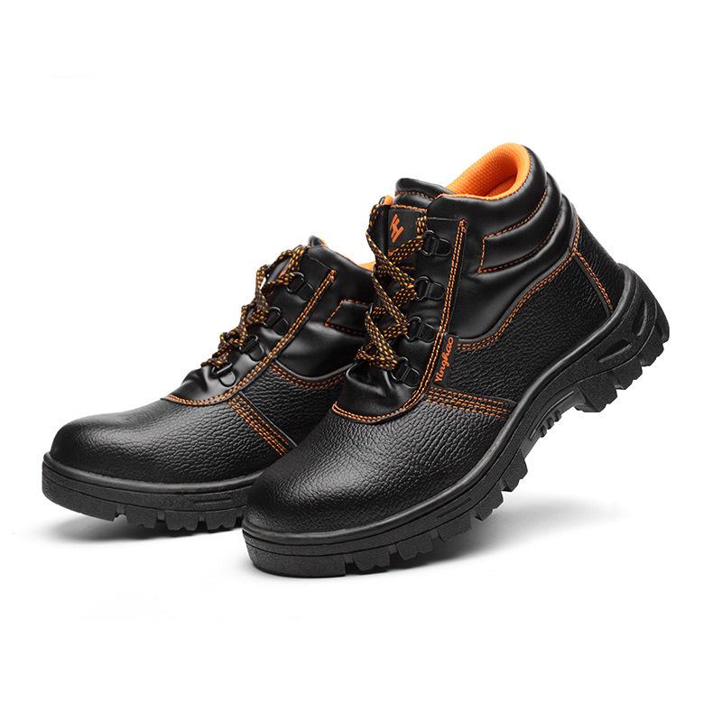 High-Top Safety Shoes: Anti-Smash & Anti-Puncture Steel Plate Protection for Construction and Workshop Use