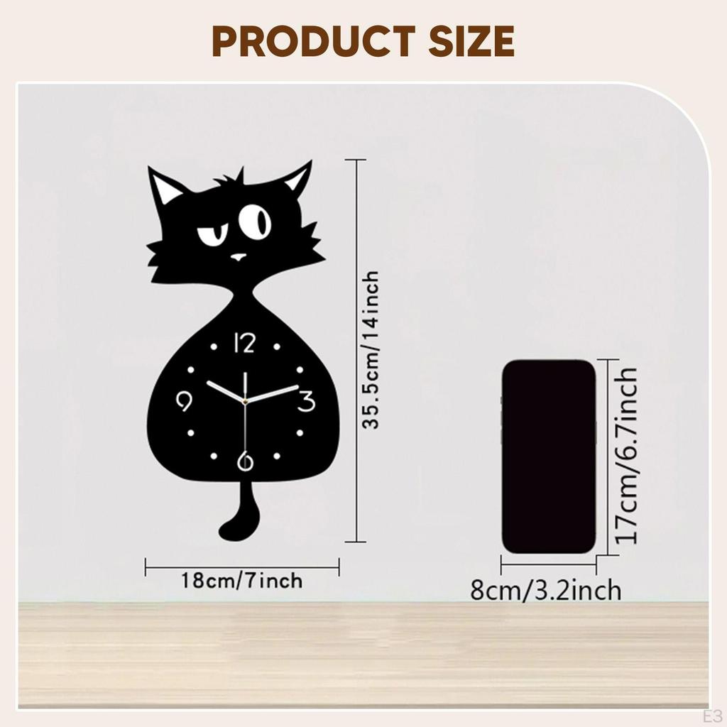Clock Silent Cute Cartoon Pendulum Decorative Wall Decoration for Kitchen Indoor Kids Room