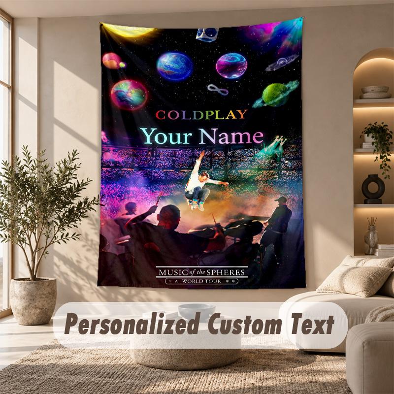Wandteppich Benutzerdefinierter Name Text, Wandbehang Teppich Heimzimmer DekorColdplay