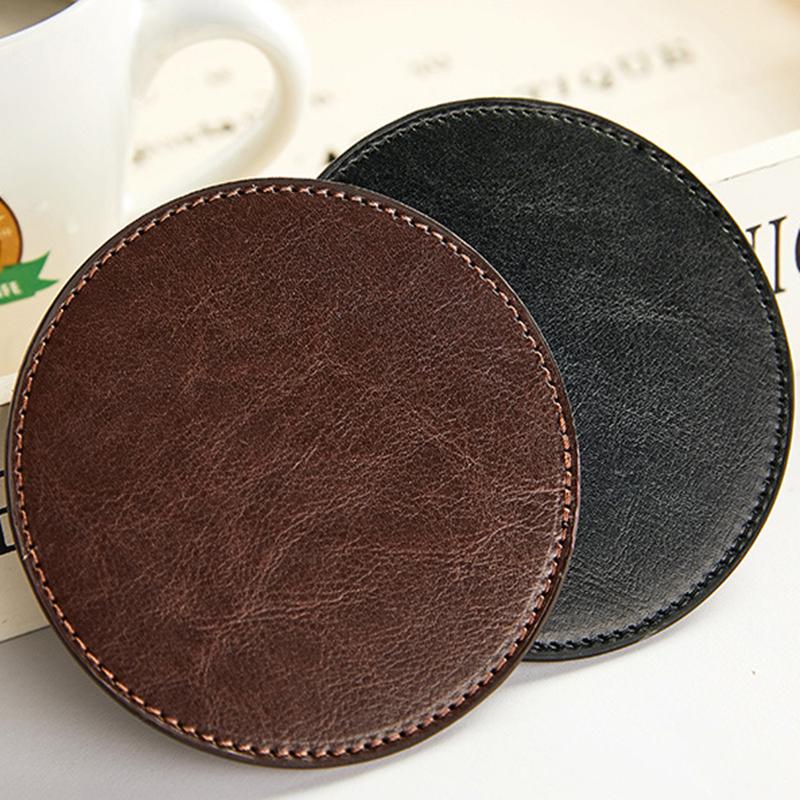 Round Table Mat Leather Table Placemats Cup Coaster Heat Resistant Cup Mug Mat Coffee Drink Tea Pad